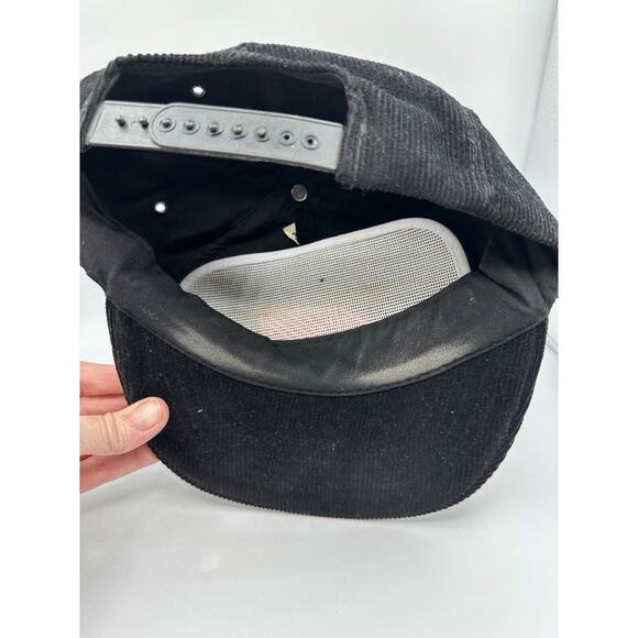 Vintage AVIA Corduroy SnapBack Trucker Hat Black Embroidered Logo - Picture 7 of 9